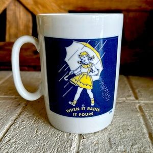 Vintage Morton Salt Girl "When It Rains It Pours" Coffee Mug Cup Japan